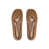 Glam Rhinestone Split Toe Flats - Bronze