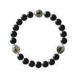 Tahitian Bracelet Onyx Blacke - 3 Genuine Tahitian Cultured Pearls Circled 8-9 mm