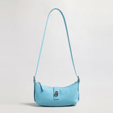 Turn-Lock Crescent Baguette Bag - Blue
