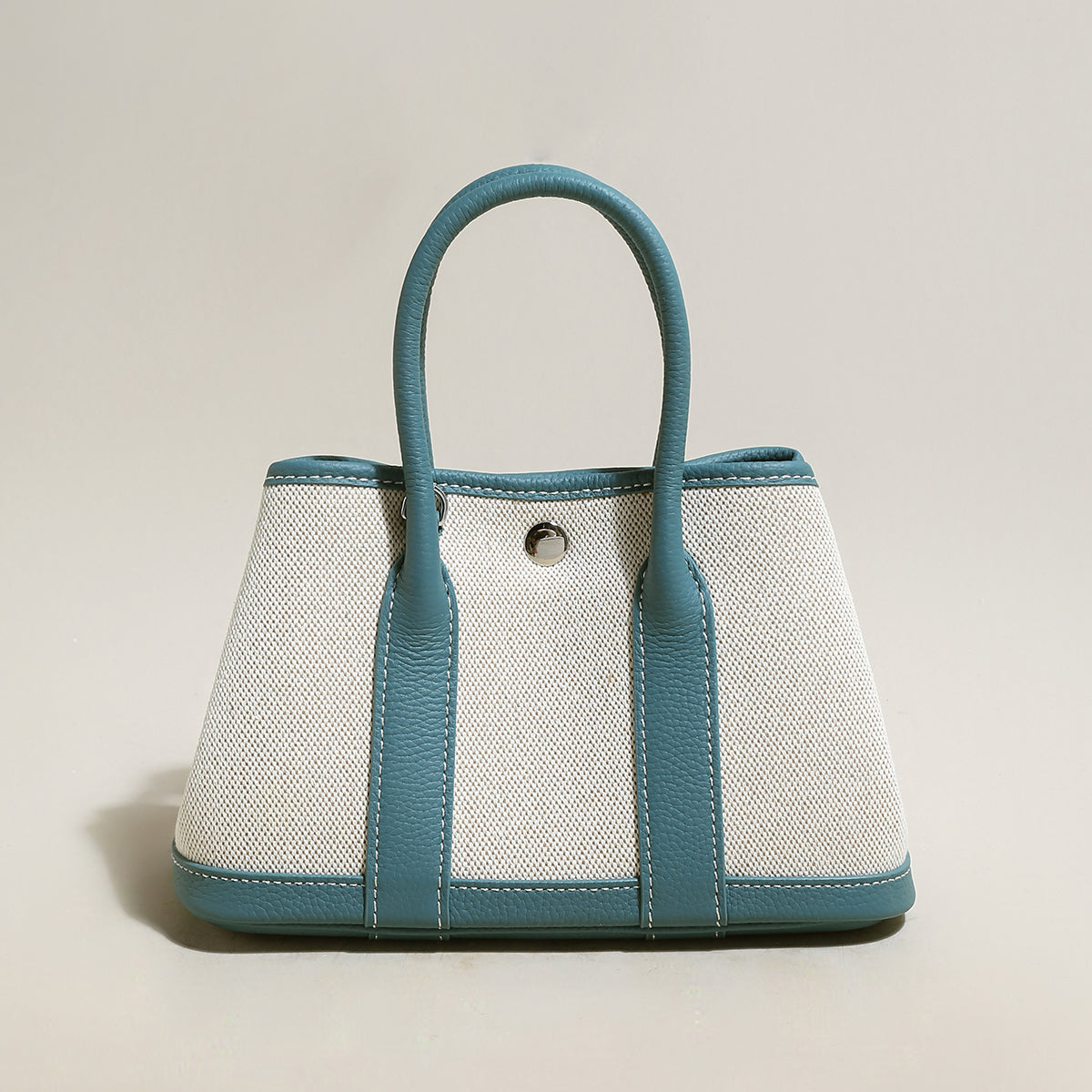 Botanical Canvas & Leather Garden Tote Bag - Blue