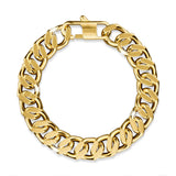 Bullion Gold Muse Cuban Gold Layered Stainless Steel Chain Bracelet