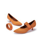 Belle Detachable Strap Mary Jane Heels - Orange