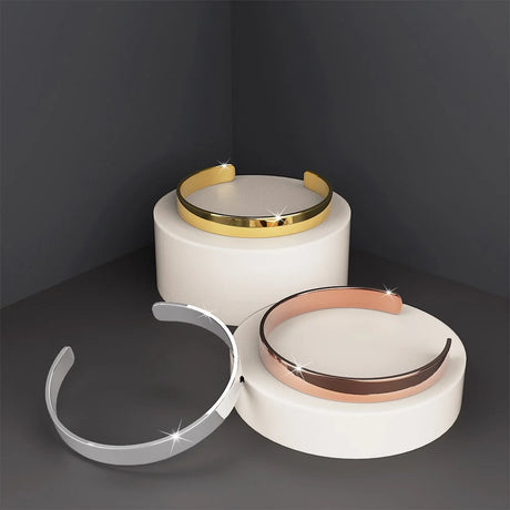 Boxed 3 Tri-Tone Avenue Classic Cuff Bangle Set - 8mm