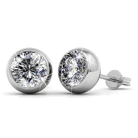 Boxed Inspiring Tree of Life Adjustable Bangle & Opulence Earrings in White Gold Embellished With SWAROVSKI® Crystals Set