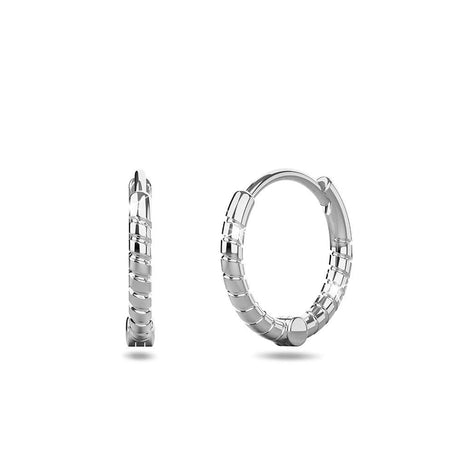 Solid 925 Sterling Silver Helical Huggie Earrings in Silver
