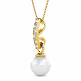 Krystal Couture Luminous Pearl Pendant Necklace in Gold Adorned with Crystals from Swarovski