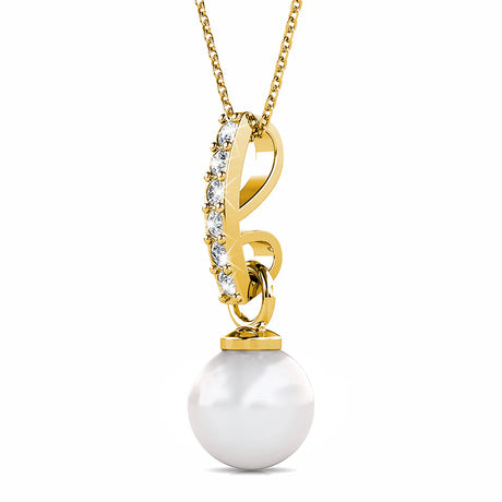 Krystal Couture Luminous Pearl Pendant Necklace in Gold Adorned with Crystals from Swarovski