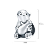 Solid 925 Sterling Silver Baby and Mama Beaver Animal Hugging Pandora Inspired Charm
