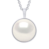 Necklace with Beaded Pendant White Gold Surroundings Sleek - Natural White - Longueur 42 cm