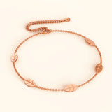 Bullion Gold Falling Leaves Chain Anklet in Rose Gold Layered Steel Jewellery