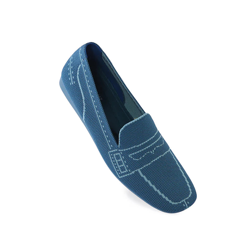 Comfortable Slip On Square Toe Loafers - Peacock