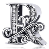 Solid 925 Sterling Silver Vintage Inspired Antique Alphabet Charm