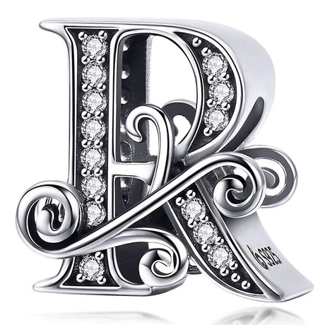 Solid 925 Sterling Silver Vintage Inspired Antique Alphabet Charm