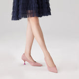 Classy Madam Pointed Toe Kitten Heels - Pink