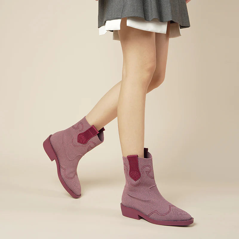 Knit Cowboy Boots - Mauve