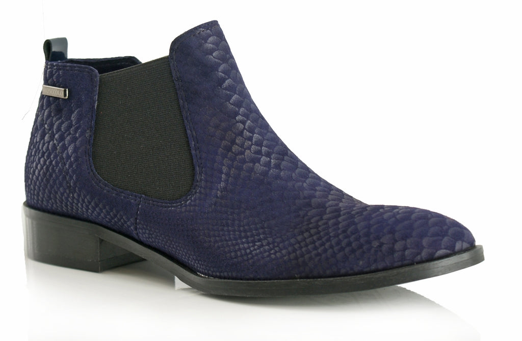Bosccolo Womens Ankle Boots Aligator - Navy Blue Aligator