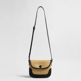 Handwoven Straw Saddle Crossbody - Black