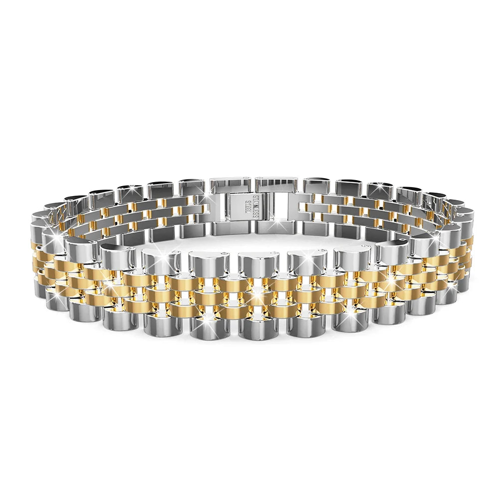 Boxed Oyster Bangle and Ring Set in Duo Tone