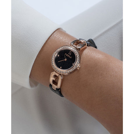 Furla Arco Chain Rose Gold Tone & Black