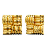 Bullion Gold Ridged Square Gold layered Stud Earrings