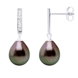 Earrings Real Cultured Tahiti Pearls Pear 8-9 mm - Longueur 42 cm
