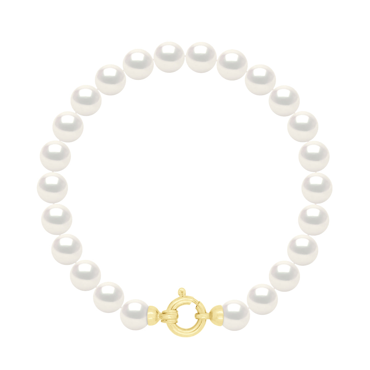 Bracelet Row of Real Cultured Freshwater Pearls Round 6-7 mm - Natural Pearl White - Longueur 42 cm
