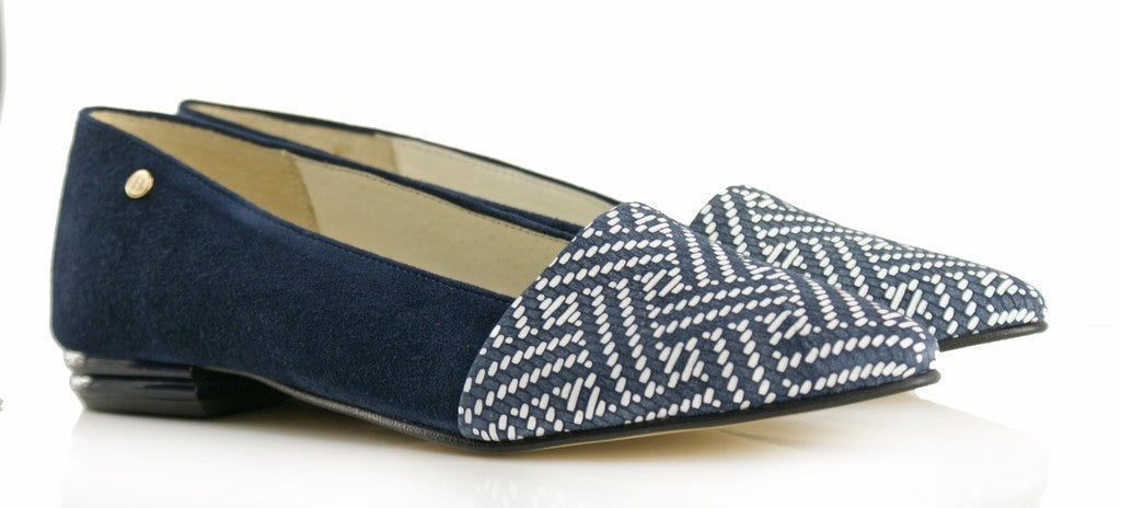 Bosccolo Womens Ballerina - Navy Blue Suede