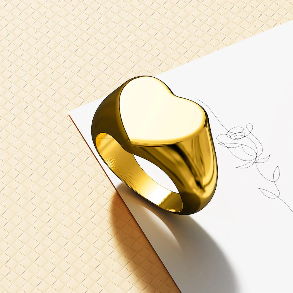Bullion Gold Heart's Desire Signet Gold Layered Ring in 10mm