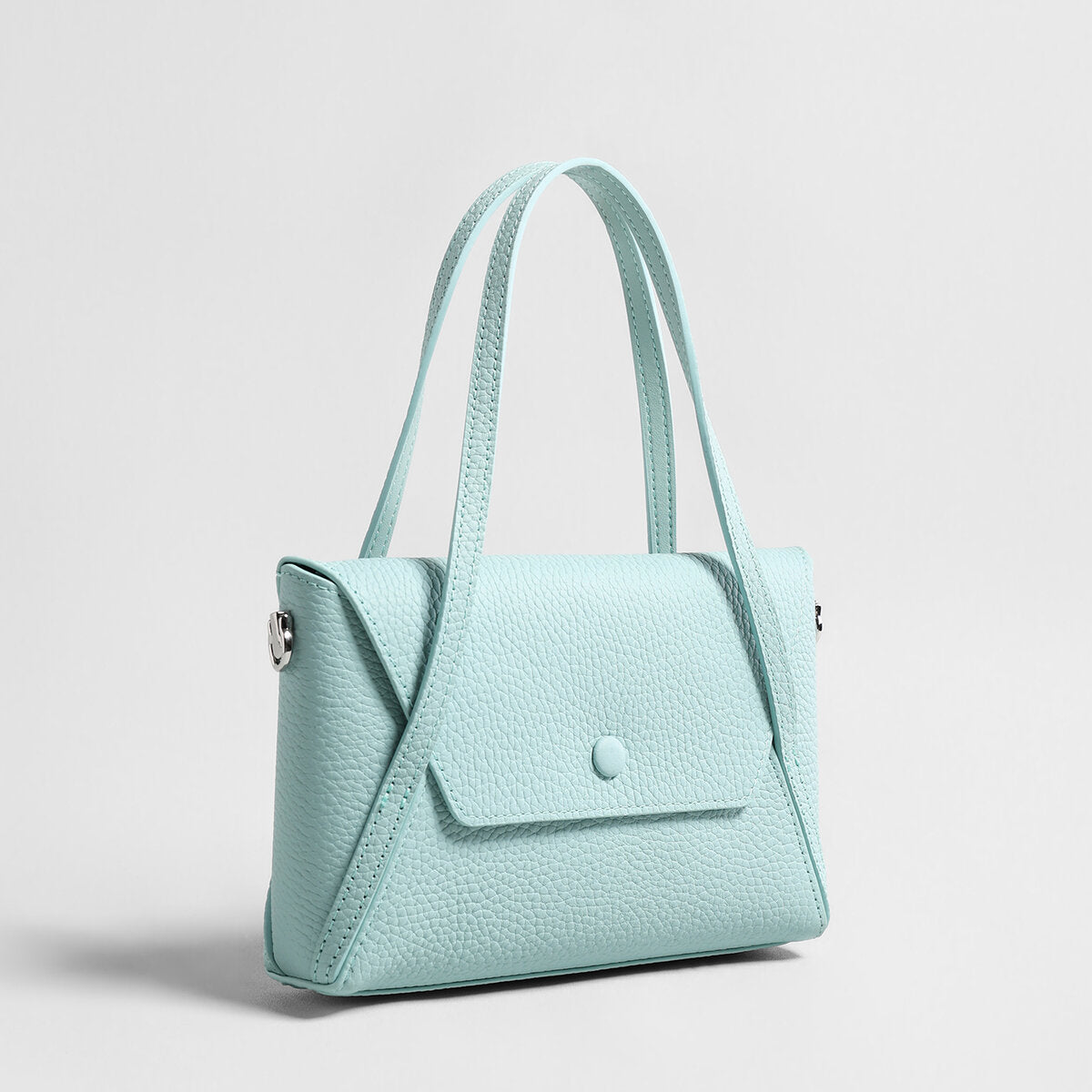 Pebbled Calfskin Geometric Mini Tote - Blue