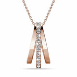 Krystal Couture Sparkly Triple Round Necklace in Rose Gold Adorned with Swarovski Crystals