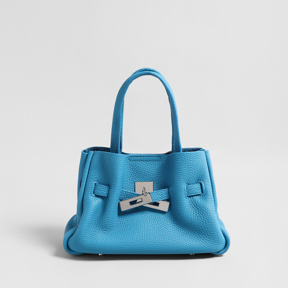 Togo Leather Structured Tote - Blue
