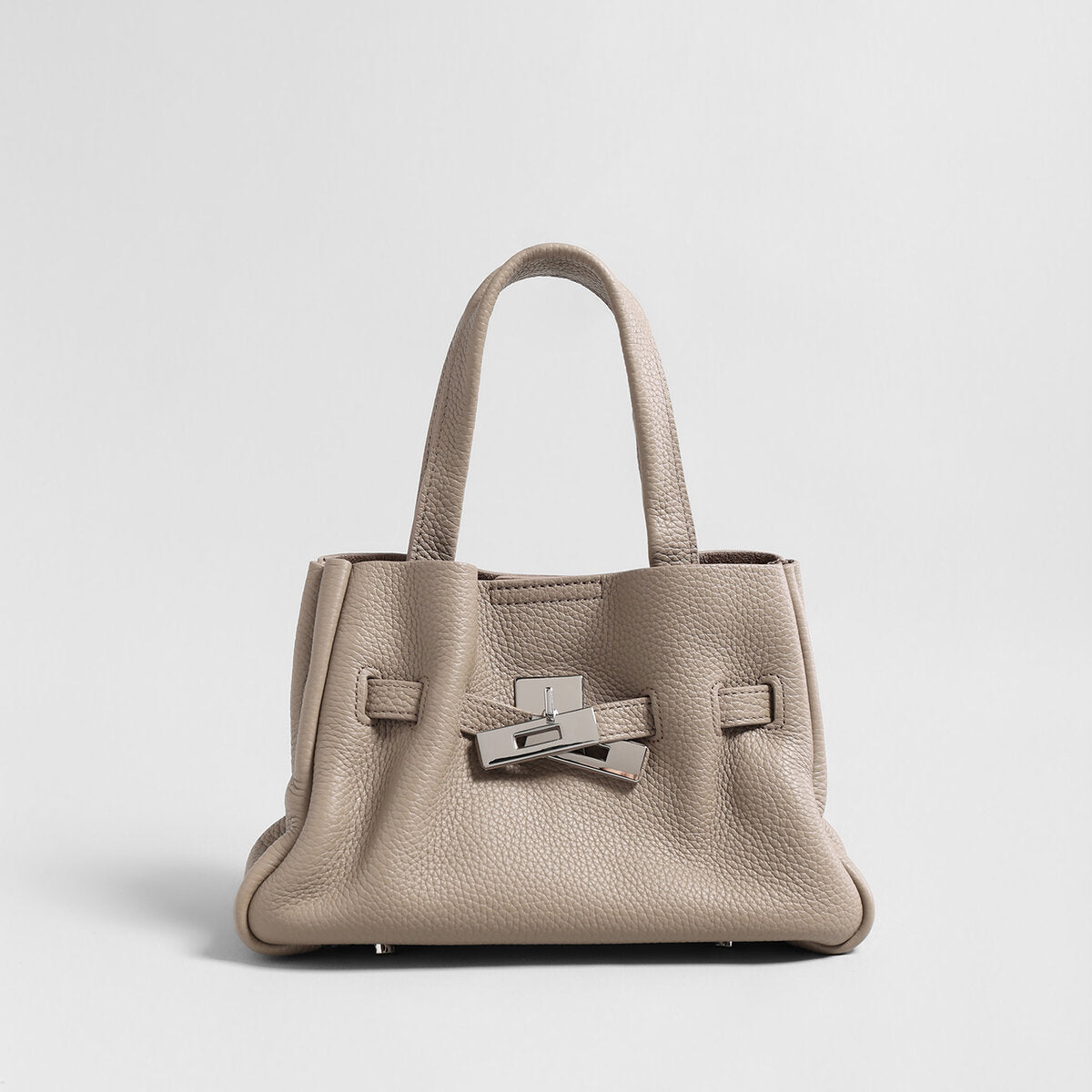 Togo Leather Structured Tote - Taupe
