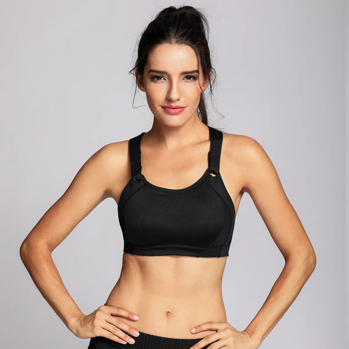 High Impact Lightly Padded Wireless Active Bra - Black