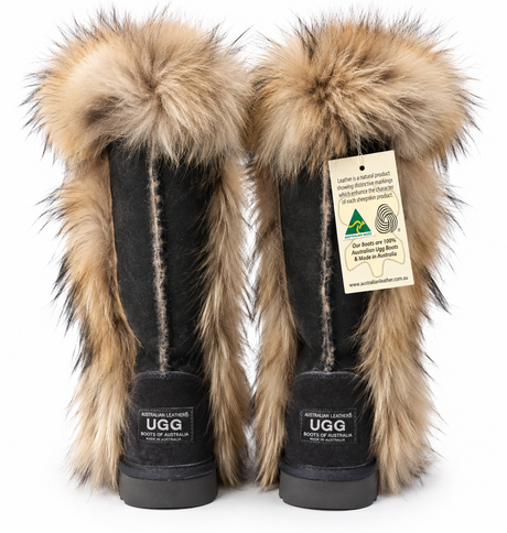 Australian Leather Ugg Fozy Long Uggs - Black - AU4