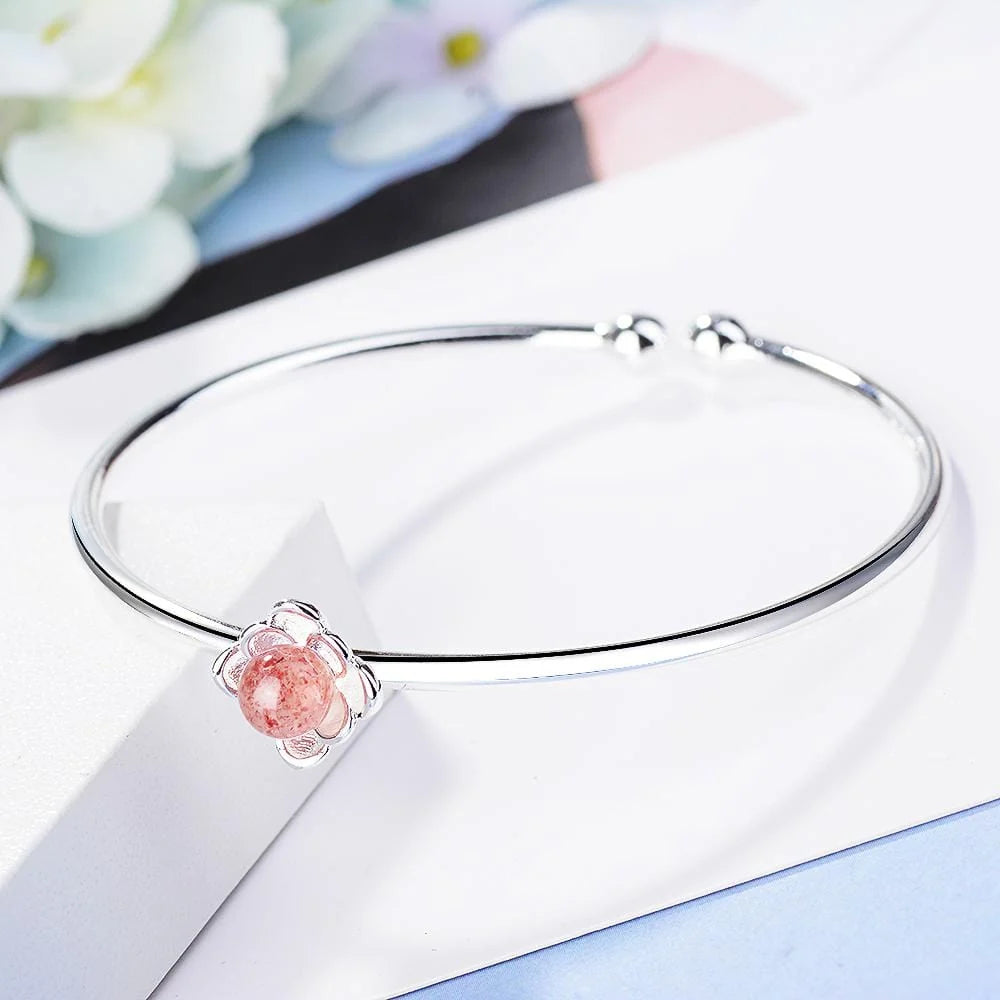 Amanda Flower Pink Strawberry Quartz Bangle