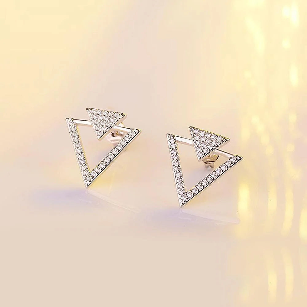 Bullion Gold Inverted Pyramid Stud Earrings White Gold
