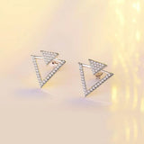 Bullion Gold Inverted Pyramid Stud Earrings White Gold