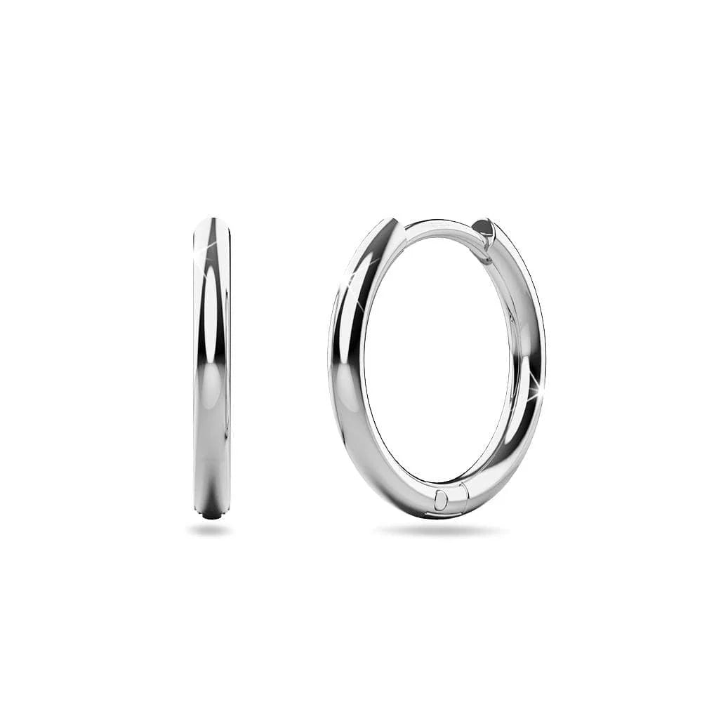 Bullion Gold Edgy White Gold Hoop Earrings