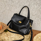 Nalandu Elegant Leather Satchel Bag - Black