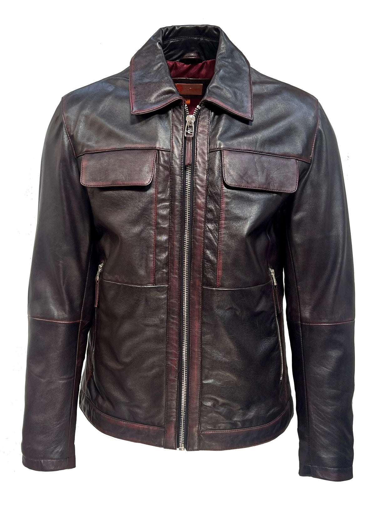 Mens Leather Jacket in Pepsi