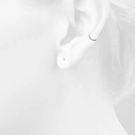 Solid 925 Sterling Silver Helical Huggie Earrings in Silver