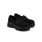 Paris Tweed Platform Loafers - Black