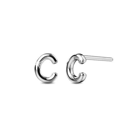 Solid 925 Sterling Silver Initial Alphabet Personalised Stud Earrings