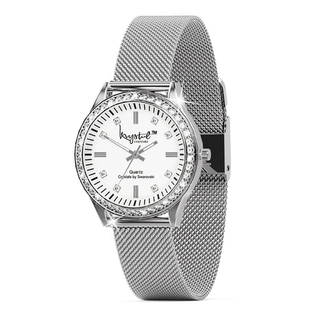 Tabby Boxed Lux White Gold Watch & Feline Necklace Set