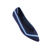 Comfortable Woven Striped Pointed Toe Flats - Navy
