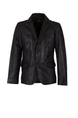 Mens Blazer Leather Jacket in Black