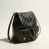 Multi-Pocket Chainstrap Quilted Backpack - Black