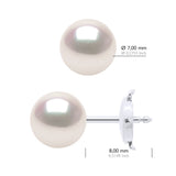 Earrings In White Gold 750 and Real Cultured Pearls AKOYA Japanese Certified Round 7-8 mm - Longueur 42 cm