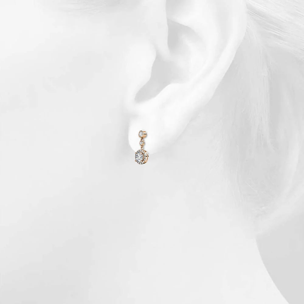 Krystal Couture Lavish Champagne Gold Modern Drop Earrings Embellished with SWAROVSKI Crystals