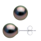 Earrings of Silver 925 and Real Cultured Tahiti Pearls Oval 8-9 mm - Longueur 42 cm